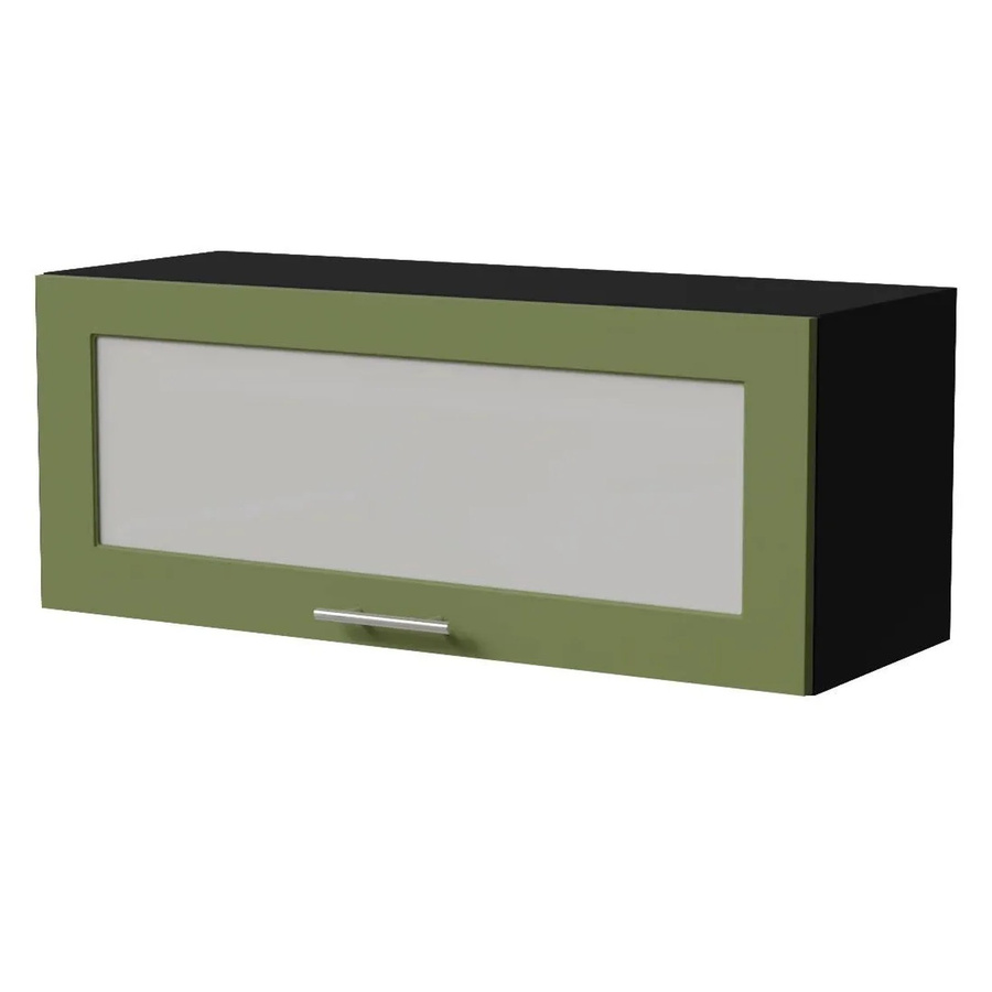 Feldmann-Wohnen Klapphängeschrank Brerra W4BS/90 WKF in Schwarz und RAL 6025 Farngrün Matt mit Glastüren und Soft-Close-Funktion, B/T/H: 90 x 32,5 x 36 cm - Bild 2