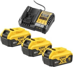 DEWALT Akku-Kit mit 3x 18V 5Ah Akkus und DCB1104 Ladegerät in Gelb - Bild 1