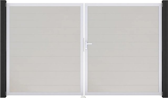 GroJa Tor Basicline 2-flügelig Schmal Weiß Rahmen EV1 B: 306 cm, H: 180 cm DIN Rechts - Bild 1
