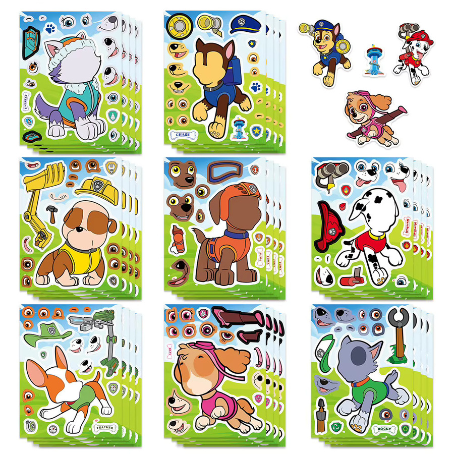 Paw Patrol Gesichter-Puzzle, Cartoon-Aufkleber, 8/16 Blätter - Bild 2