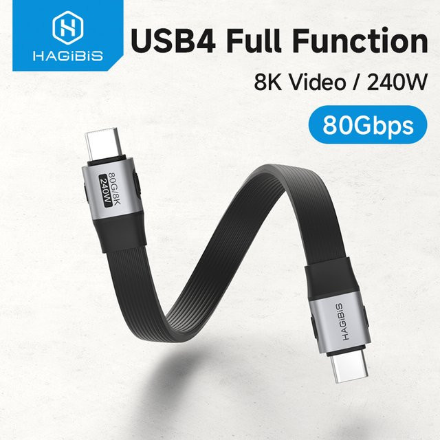 Hagibis USB-C zu USB-C Vollfunktionskabel USB4 V2 in Schwarz mit 80Gbps, 8K, PD 240W für Thunderbolt 4/5, iPhone und Laptop - Bild 1