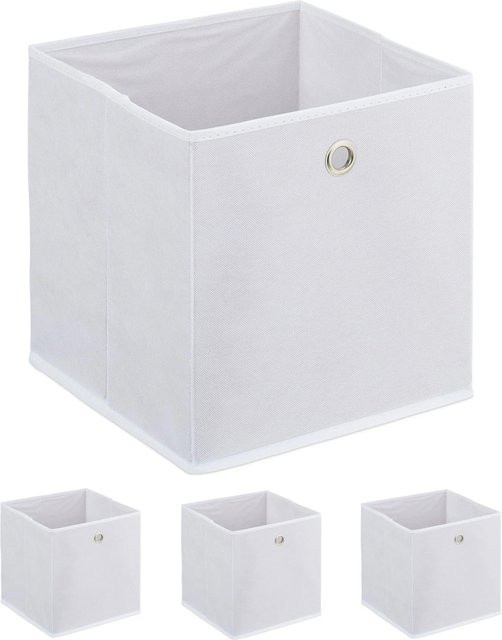 Relaxdays Aufbewahrungsbox aus Vlies in Weiß, 4er Set, B/T/H: 30 x 30 x 30 cm - Bild 1