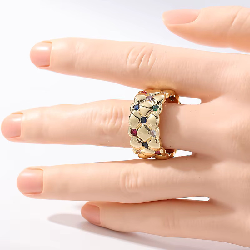 YoYo Ring, Gold, bunte synthetische Zirkonia, Damen, Vintage - Bild 2