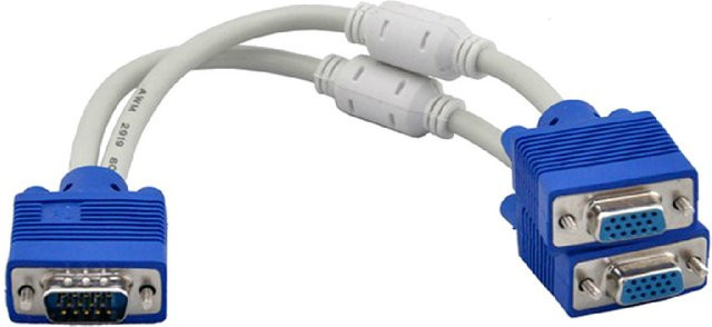 BSN VGA Splitter Adapter Konverter von 1 VGA Stecker auf 2 VGA HDB15 Buchsen in Blau - Bild 1