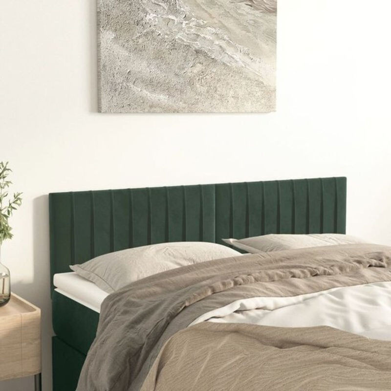 Vidaxl Kopfteile Set 2 Stück aus Samt in Dunkelgrün B/H: 72 x 78/88 cm, Tiefe: 5 cm - Bild 1