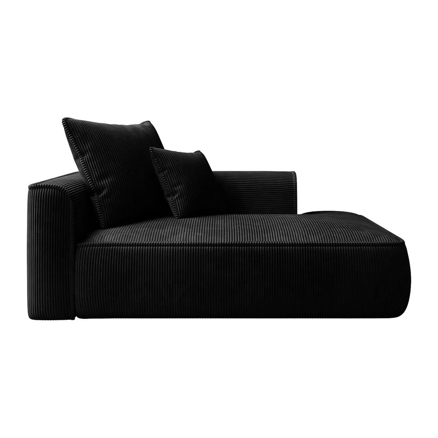 Vente-unique Recamiere Pineta ohne Schlaffunktion in Schwarz mit Cord-Bezug, Breite: 180 cm - Bild 2