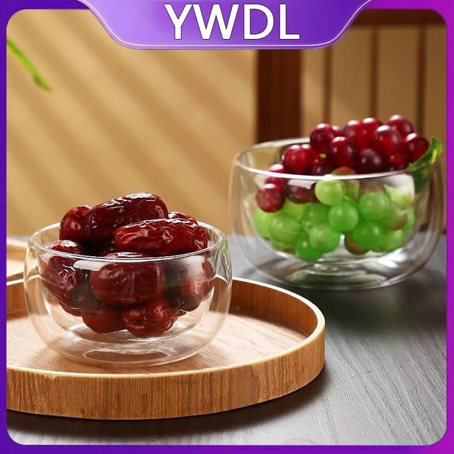 YWDL Doppelwandige Glasschüssel aus Glas, transparent, für Salat, Suppe oder Müsli, 500 ml - Bild 1