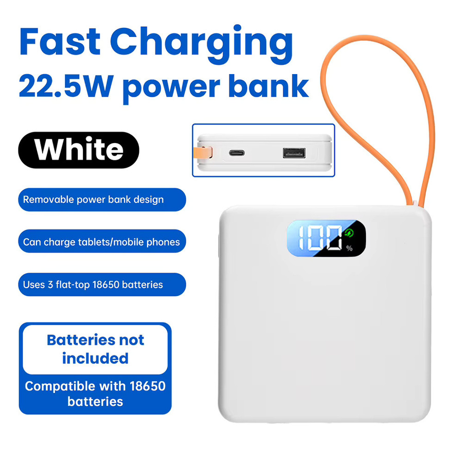 Aideepen DIY Powerbank-Gehäuse für 18650 Akkus mit USB-Typ-C und Schnellladefunktion, Schwarz - Bild 3