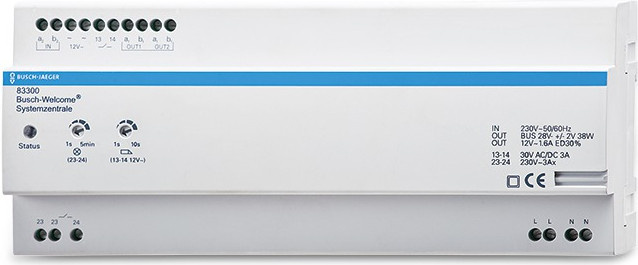 Busch-Jaeger Systemzentrale REG 83300 Audio-Intercom in Weiß, B/T/H: 21,6 x 6,5 x 9,0 cm - Bild 1