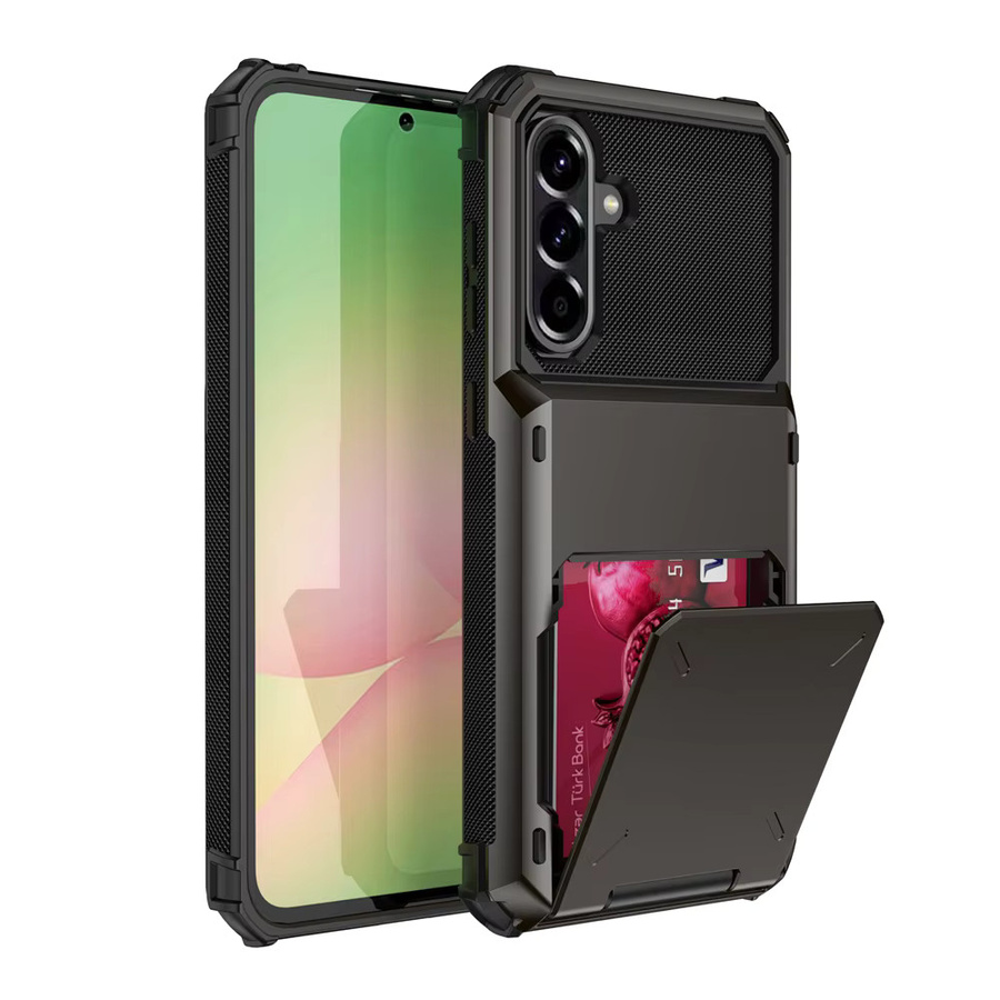 Samsung Brieftaschen-Handyhülle in Schwarz mit Kartenfach und versteckter Tasche als Klapphülle mit Hartschale für Android Smartphones - Bild 1