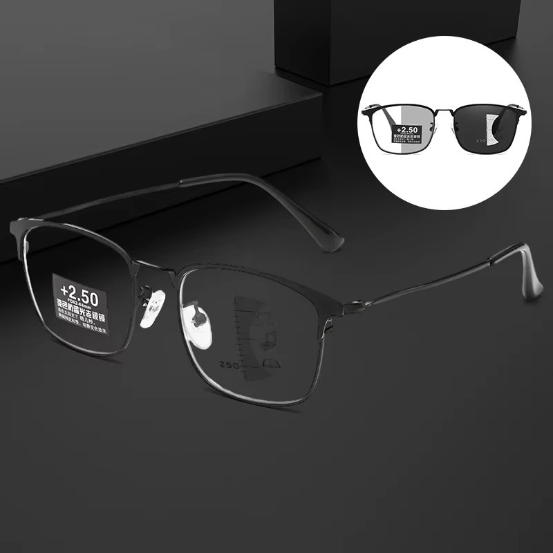 MDOD Lesebrille, Herren, Vollrand, rechteckig, Metall, schwarz - Bild 2