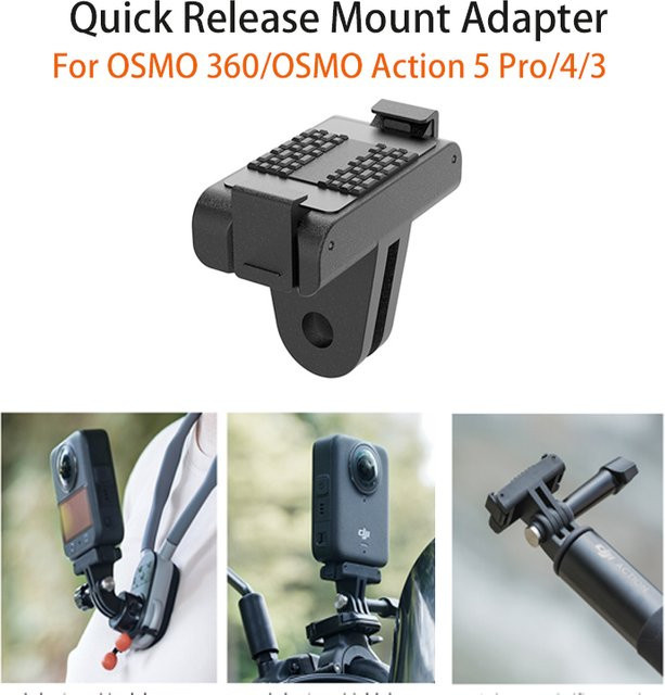Magnetische Schnellverschlusshalterung und multifunktionaler Basisadapter für DJI Osmo 360, DJI Action 5 PRO, DJI Action 4 und DJI Action 3 in Schwarz - Bild 1