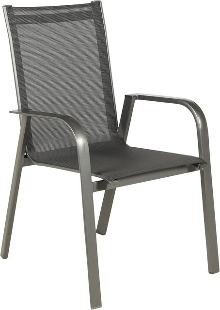 Acamp Set 4 Stapelsessel Urban aus Aluminium und Textilene in Anthrazit Grau B/T/H: 54 x 60 x 97 cm - Bild 1