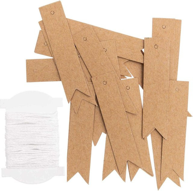 Rico Design Paper Poetry Papieranhänger aus Kraftpapier in Braun, 24 Stück, B: 2 cm, H: 7 cm - Bild 1