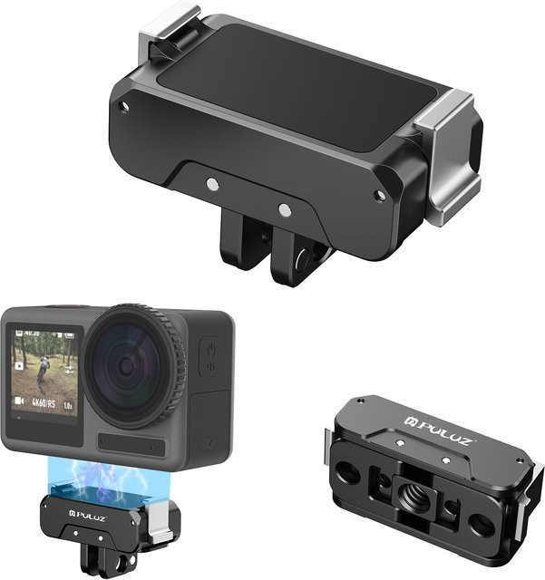 PULUZ Magnetische Schnellspanner Metallbasis aus Aluminium für DJI Osmo 360, DJI Osmo Action 5 Pro, 4 und 3 in Schwarz - Bild 1