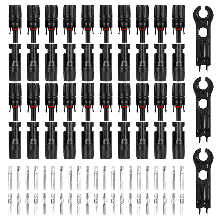 AOKIN Solarstecker Set 40 Stück 20 Paar IP67 wasserdichte Solarpanel-Kabelanschlüsse 10 AWG in Schwarz mit 2 Schraubenschlüsseln - Bild 4