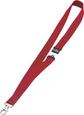 Durable Textilband für Ausweishalter und Namensschilder mit Karabinerhaken und Sicherheitsverschluss, rot, 10 Stück, L 44 cm x B 2 cm - Bild 1