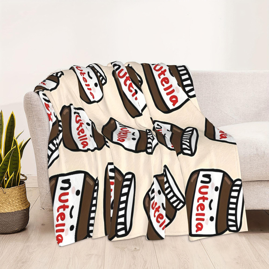 KKJHF Flanellblanke mit Cartoon-Nutella-Design, weich und ganzjährig nutzbar, Mehrfarbig, B x L: 75 x 100 cm - Bild 2