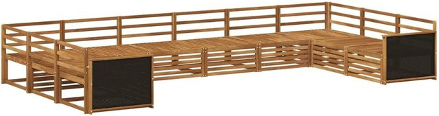 vidaXL Sofagarnitur Set aus 10 Stück aus Massivholz Akazie in Braun mit Latten-Design und Armlehnen - Bild 1
