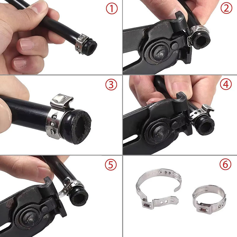 JH ZPXH Einohr-Schlauchschellen Set aus 304 Edelstahl in Silber, 180 Stück mit Crimper-Werkzeug, Durchmesser: 5,8–21 mm - Bild 4