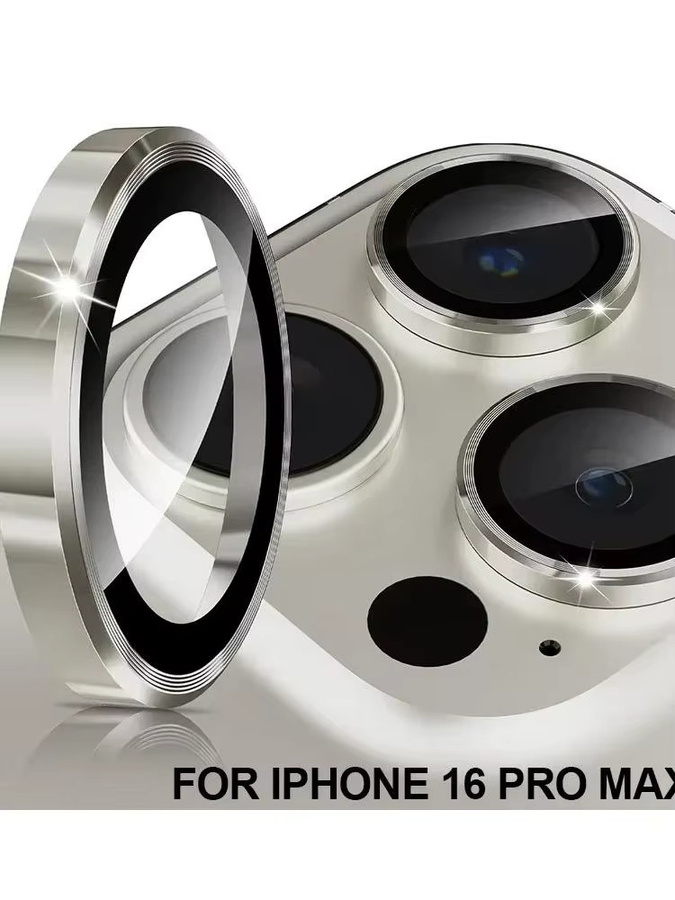 3er-Set Metall-Objektivschutz für iPhone 16 15 14 13 Pro Max in Silber mit Schutzglas für die Kameralinse - Bild 4