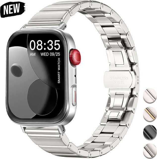 CAOWTAN Uhrenarmband Edelstahl, Silber, Unisex - Bild 1