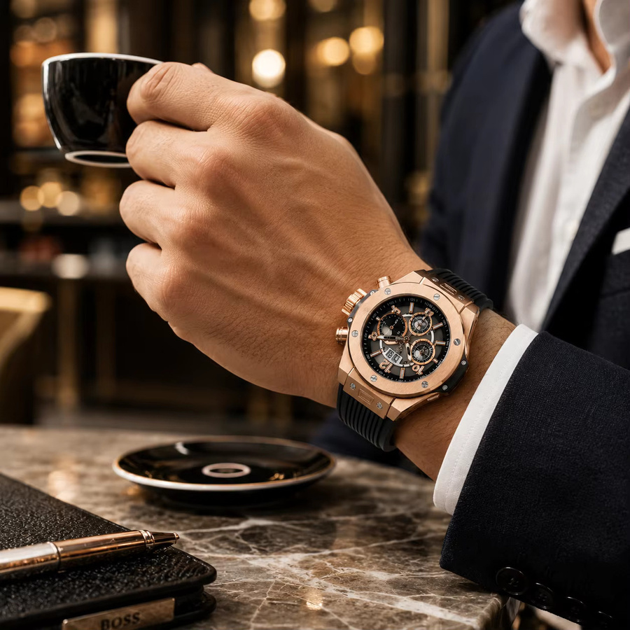OBLVLO Armbanduhr Automatik, Roségold-Gehäuse, Kautschukarmband, Herren - Bild 3