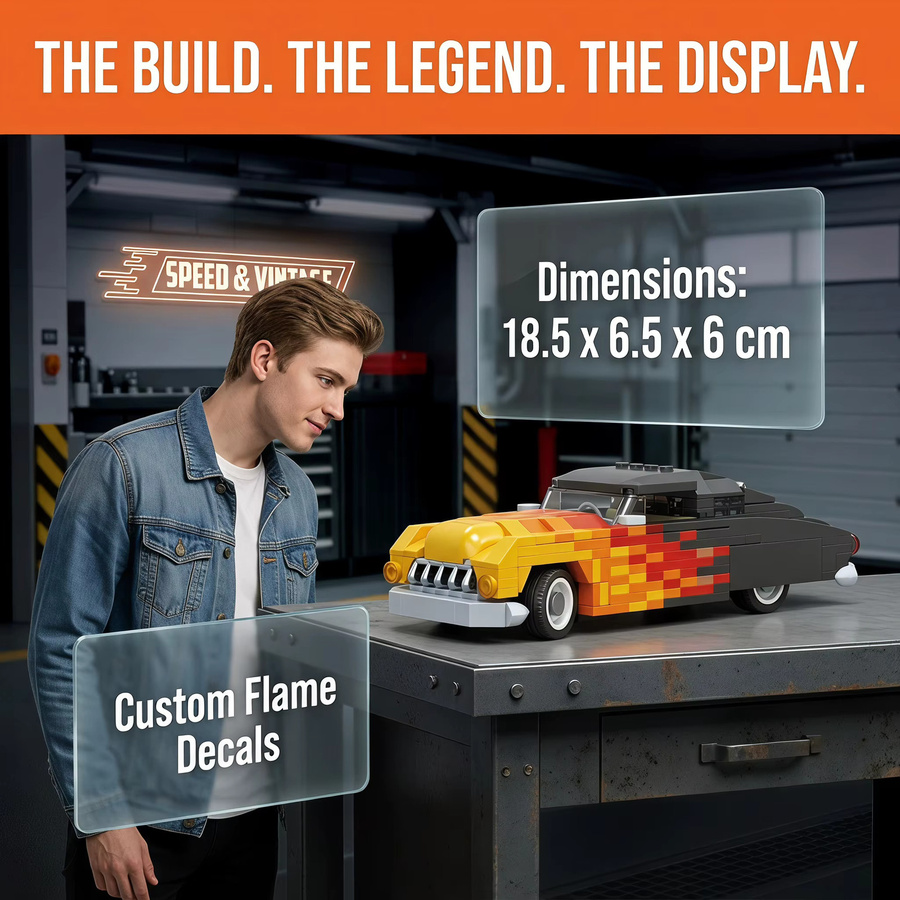 AMAZINGBLOKS Retro-Muscle-Car-Modell, Baukasten, 488 Teile, ab 14 Jahre - Bild 5