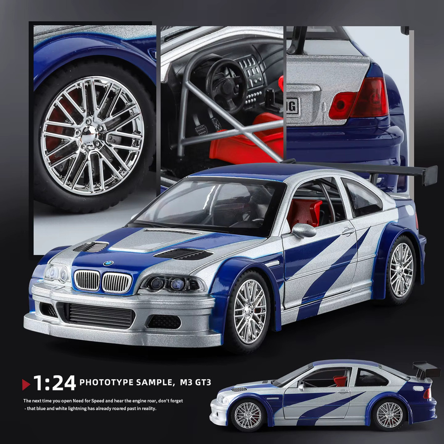 MAKEDA M3 GTR E46 Rennwagenmodell, 1:24, Metall, Blau - Bild 3