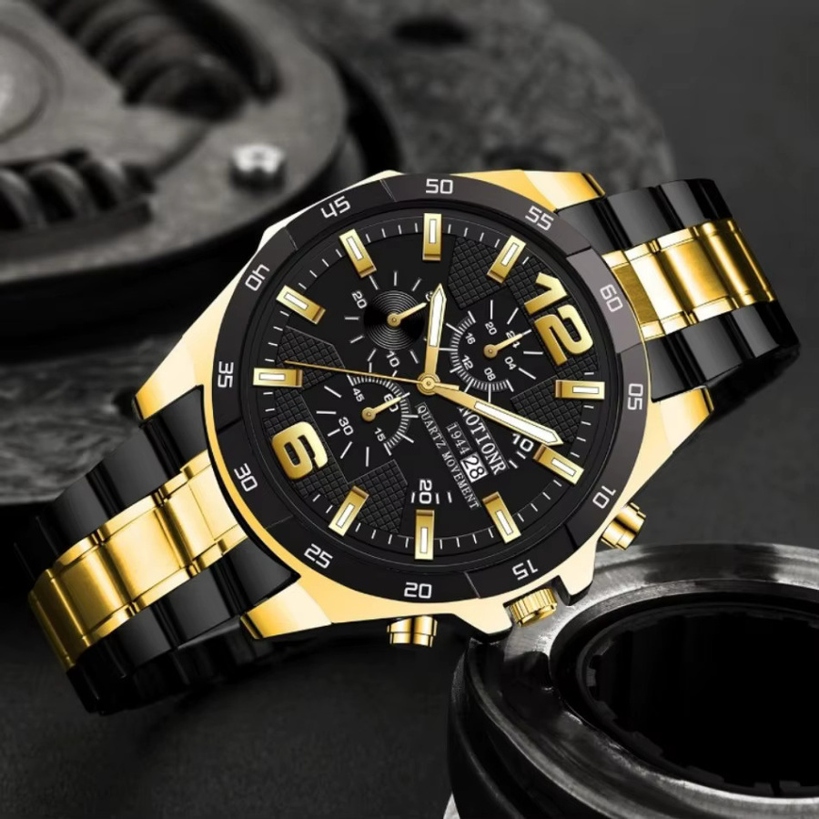 NOTION Armbanduhr Quarz, Edelstahl, Schwarz, Bicolor, Herren - Bild 4