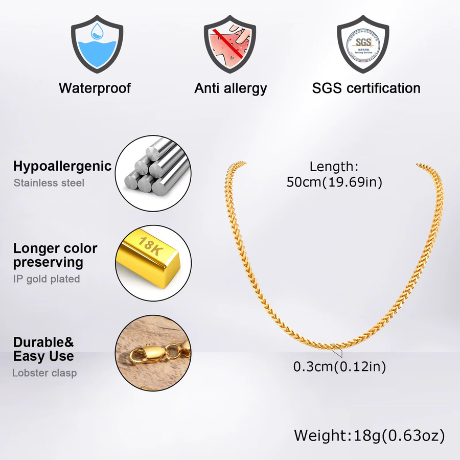 Vnox Halskette, vergoldeter Edelstahl, Gold, Herren - Bild 2
