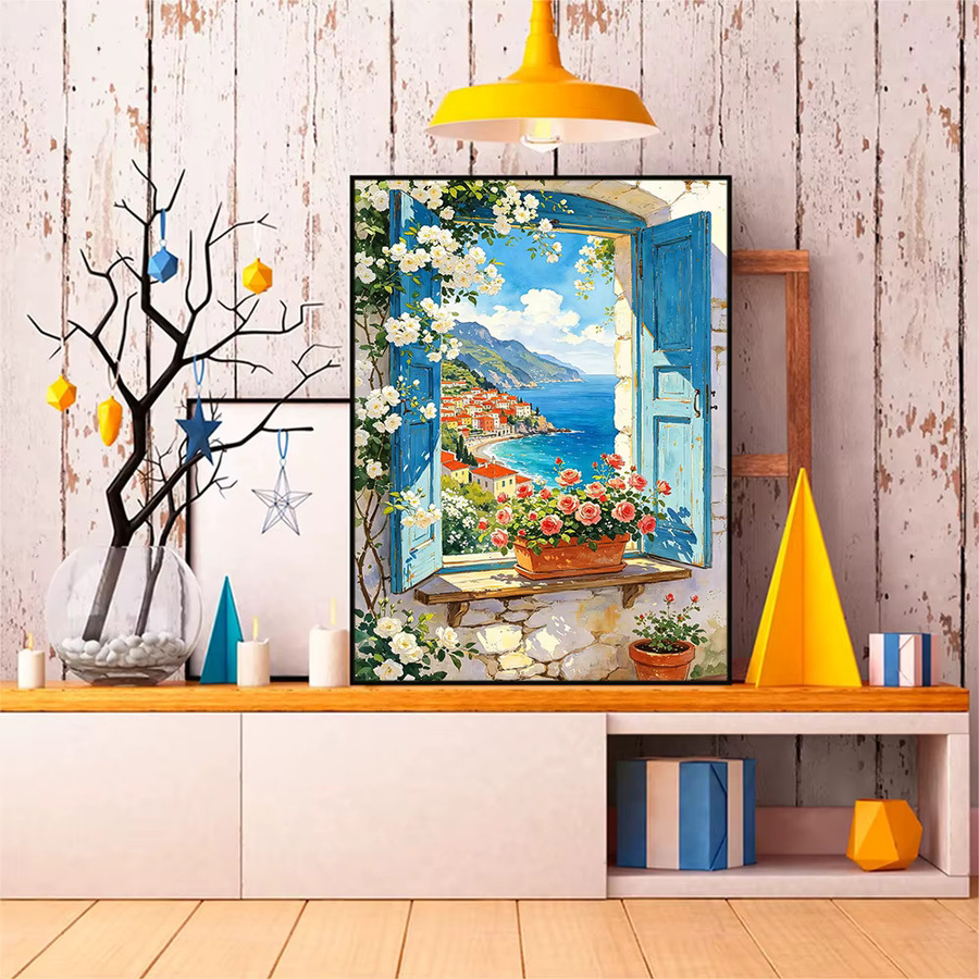 Momoart Diamant-Malerei Meereslandschaft als DIY Strass-Stickerei und Mosaik-Bild für deine Wanddekoration - Bild 3