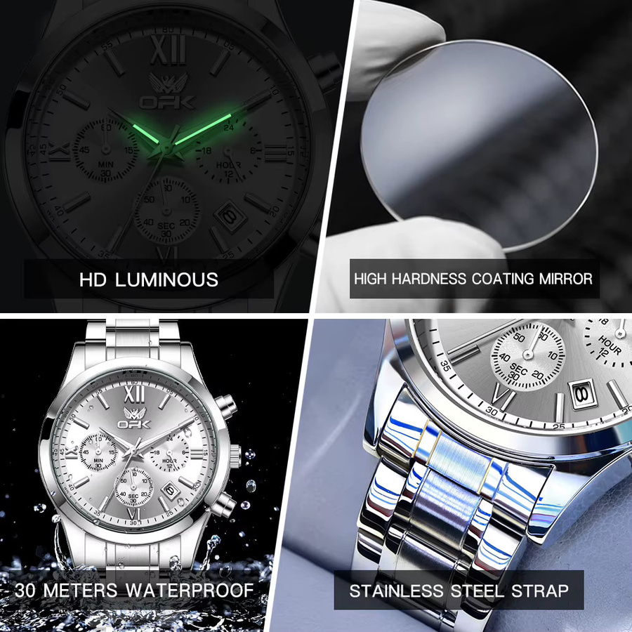 OLEVS Armbanduhr, Edelstahl, Blau, Datum, Herren - Bild 5
