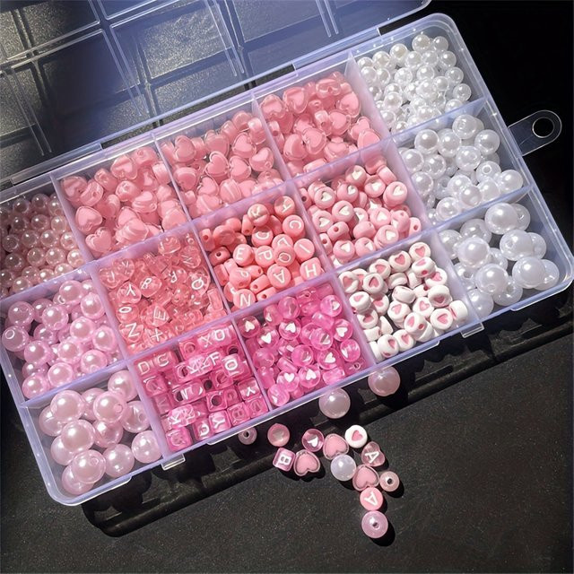 QYWCTZ Schmuckbastelset, 10-teiliges Alphabet-Set, rosa Acrylperlen - Bild 1