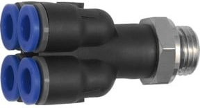 Riegler Mehrfachverteiler Blaue Serie, 4-fach, drehbar, Messing, G 1/8 a und Ø 4mm - Bild 1