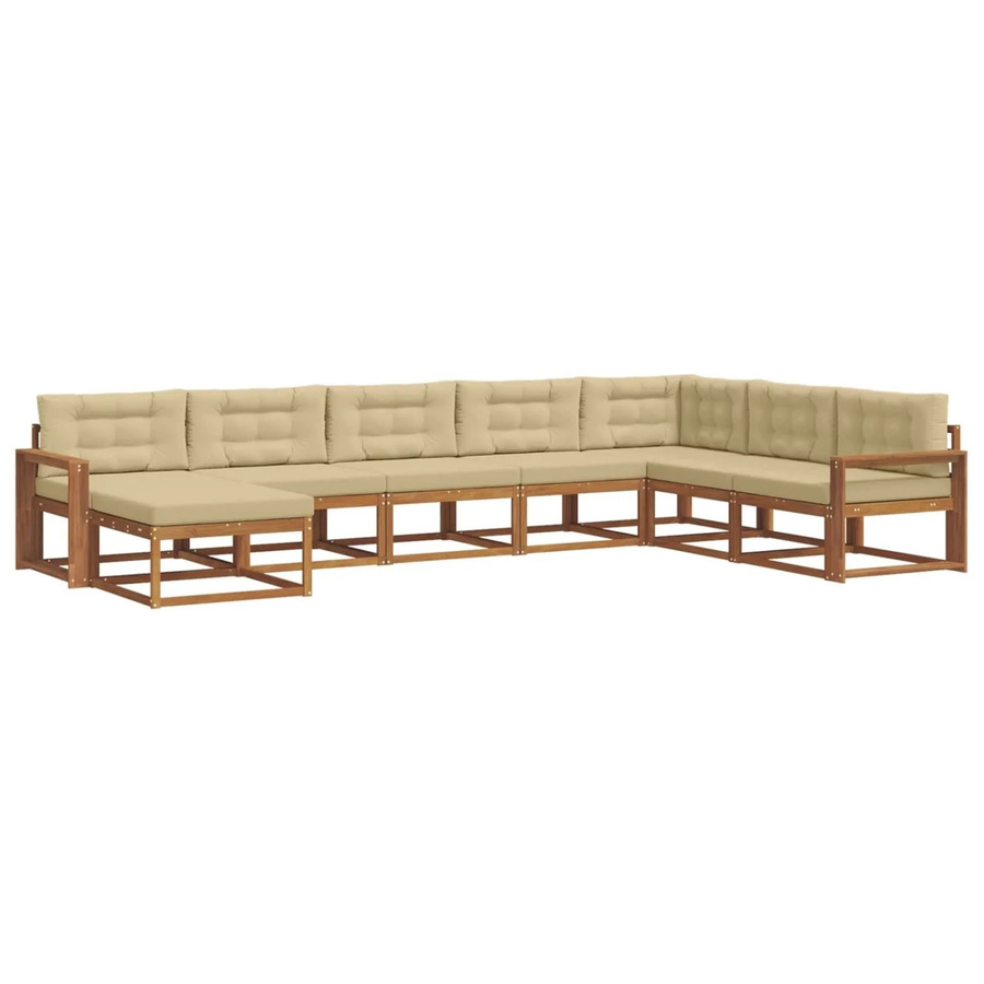 vidaXL Outdoor-Sofagarnitur 8-teilig aus Akazienholz in Natur und Beige mit UV-beständigen Kissen in U-Form - Bild 2