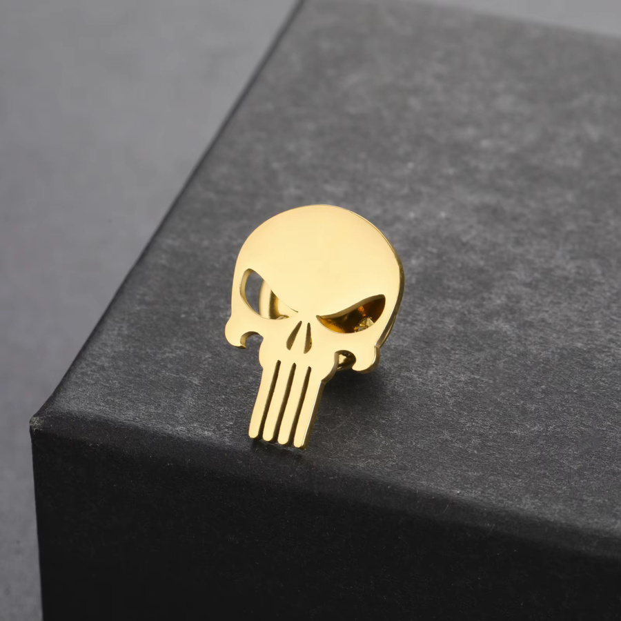 Cazador Brosche, Punk Schädel Skelett, Edelstahl, Unisex - Bild 1