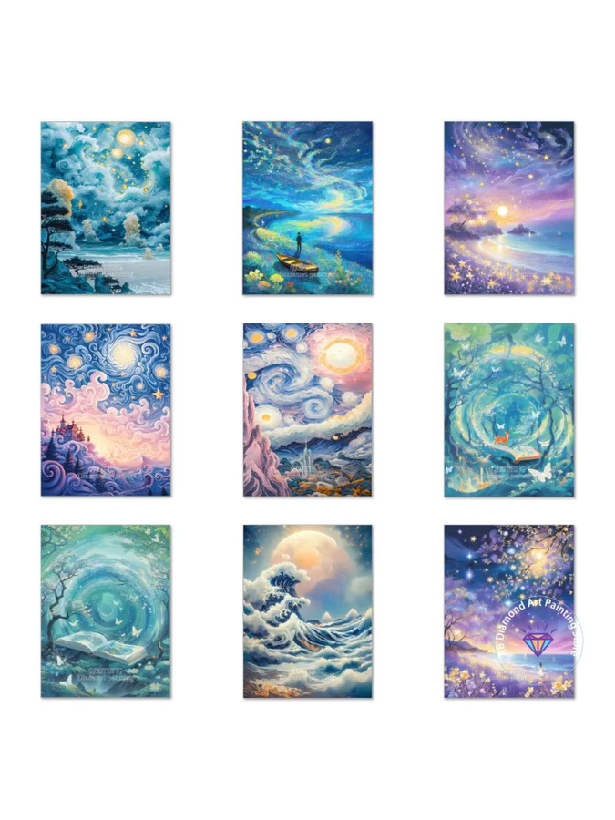 Potdemiel Diamond Painting Set Rund Nacht Sternenhimmel Mosaik Stickerei Kit Multicolor - Bild 3