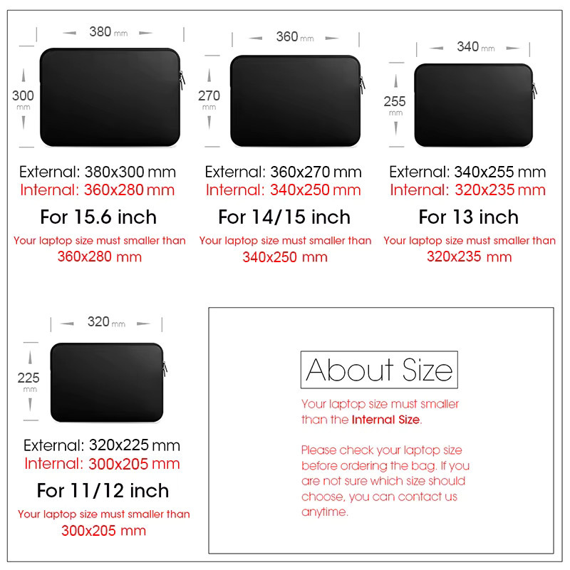 Schwarze Laptoptasche als Schutzhülle für Notebooks und Laptops von 11 bis 15,6 Zoll kompatibel mit Lenovo, Xiaomi, Dell und MacBook Air Pro Retina - Bild 6