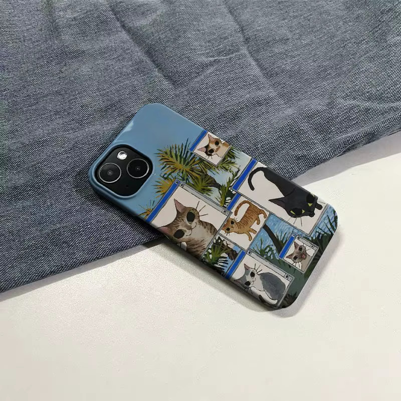 TROPLET Handyhülle mit Collage-Katze und blauem tropischem Hintergrund für iPhone 17 16 15 14 13 12 11 Pro Max Air Plus - Bild 2