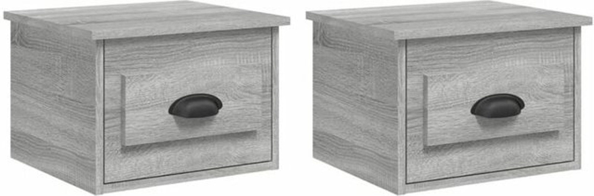 vidaxl Wand-Nachttische 2er-Set Grau Sonoma Modern B/T/H: 41,5 x 36 x 28 cm - Bild 1