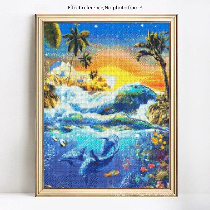 FIYO Diamond Painting Set mit Fisch-Motiv, 5D Mosaik-Stickerei für die Dekoration, mehrfarbig, B x H: 30 x 20 cm - Bild 1