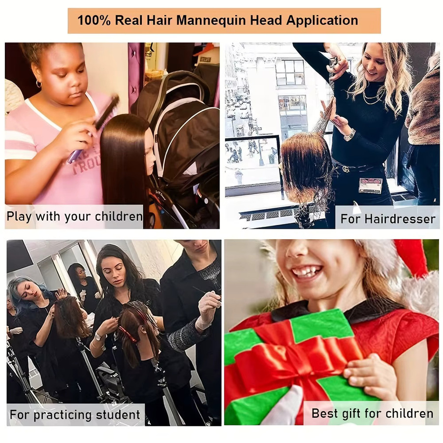 XCJIEN Schaufensterpuppenkopf mit 100 % Echthaar, Unisex - Bild 5