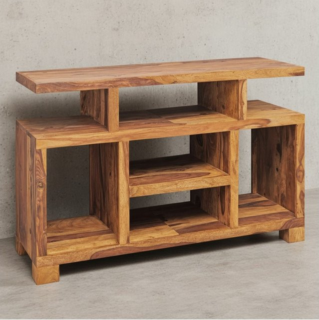 KADIMA DESIGN Sideboard aus Sheesham-Massivholz im Landhausstil, Farbe: Braun, B/T/H: 115 x 40 x 76 cm - Bild 1