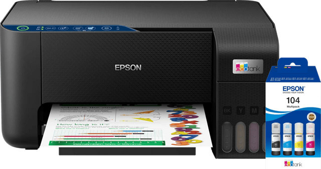 Epson EcoTank ET-2861 Tintenstrahldrucker mit Scan- und Kopierfunktion inklusive zusätzlichem Satz Tintenflaschen in Schwarz - Bild 1