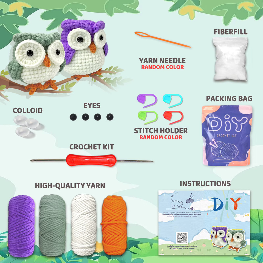 YAMAXIN DIY-Häkel-Set für Anfänger mit Eulen-Thema in Multicolour - Bild 3