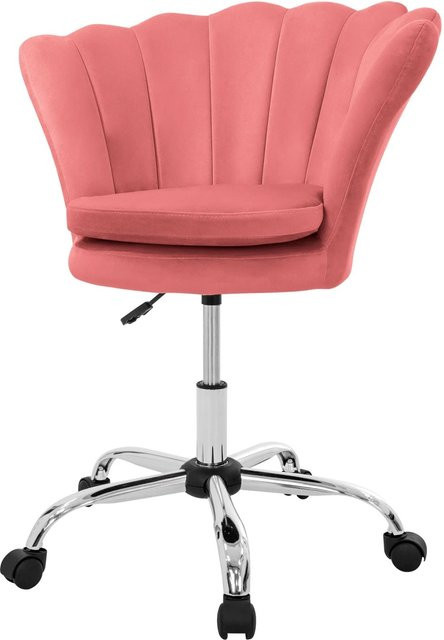 ML-Design Drehstuhl mit Muscheldesign aus Samt in Rosa, höhenverstellbar mit Rollen - Bild 2