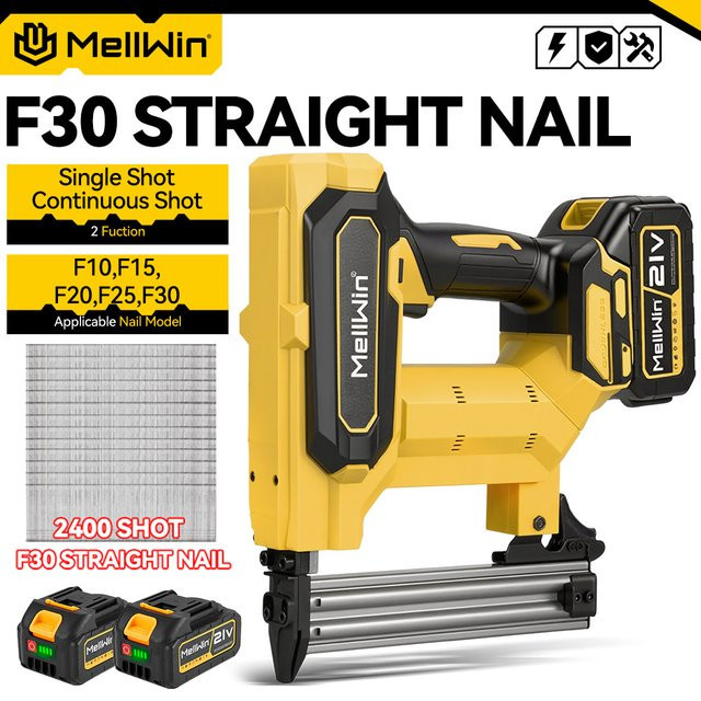 MELLWIN Drahtlose elektrische Nagelpistole F30 mit 2 Modi für Makita 18V Akku zur Holzbearbeitung und zum Framing - Bild 1