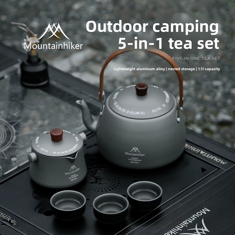 MOUNTAINHIKER Reise-Tee-Set in Silber mit Teekanne, Teetasse und Filter für unterwegs - Bild 2