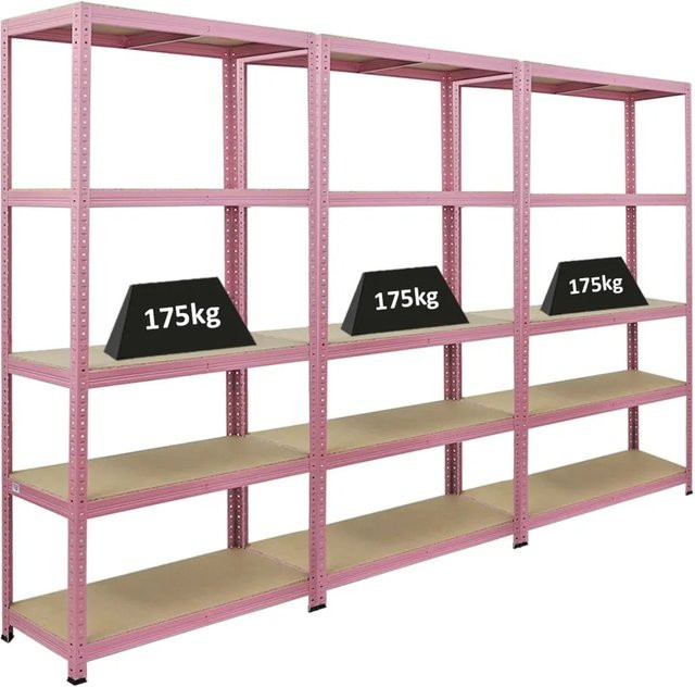 PROREGAL Schwerlastregal Pink Lady Set aus 3 Stück, 5 Ebenen, H x B x T: 180 x 90 x 40 cm - Bild 1